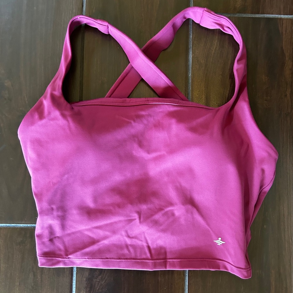 Halara SoftlyZero Airy Square Neck Backless Strappy Sports Bra Crop Top Berry S - Picture 6 of 7